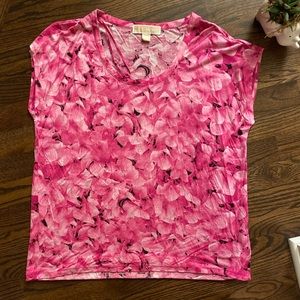 Michael Kors Pink floral top EUC